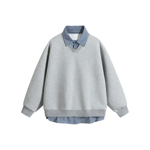 FRLMK Осенний Американский Стиль Позиционирование Свободный крой Большой размер Минималистский стиль Пуловер Mock Двухкомпонентный Свитшот Унисекс