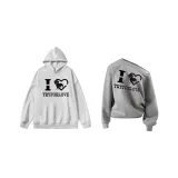 Белый Серый Худи/Темно-Серый Асимметричный Свитшот