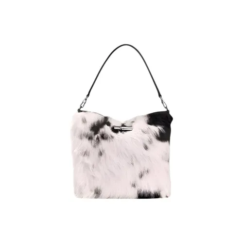 LONGCHAMP Le Roseau Ткань Сумка Средний Женский Черный Белый