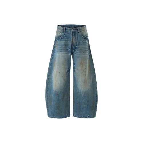 REBIRTHRABBIT Винтажные синие мужские джинсы