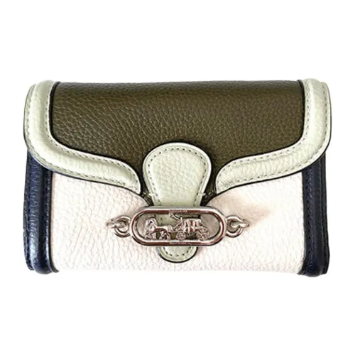 COACH Кожа Клатч Монета Кошелек Женский Белый Зеленый Черный