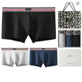 Цветовые блоки, 3 упаковки, подарочная коробка, комплект (черный + темно-синий + светло-серый), 100% хлопок, высокоэластичный, антибактериальный