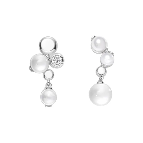 HUSSAIN Белый Кристалл Серьги-гвоздики Капля воды Форма Ледяной Прозрачный Серьги-кольца Асимметричный Премиум Feel Серьги Унисекс