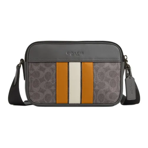 COACH Graham Коровья кожа с искусственной кожей Camera Сумка Сумка через плечо Средняя Женская Серый