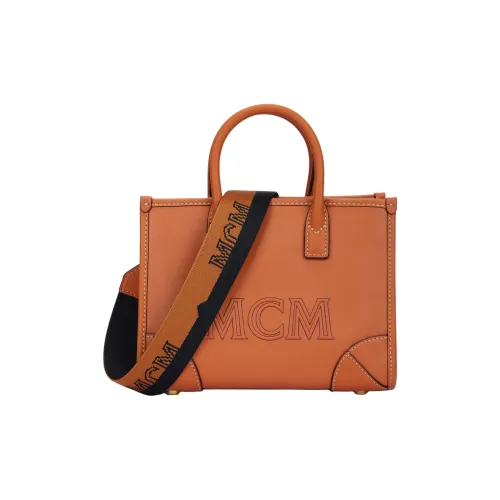 MCM München Коровья кожа Тоут Сумка Сумка для покупок Сумка через плечо Сумка Мини Женская Коричневый Коньяк