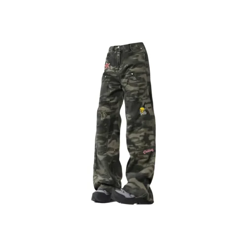 Qnxeey Камуфляж Унисекс Джинсы