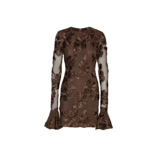 Rotate FW25 Цветочный дизайн Сетка Мини Длинный рукав Платье Женские