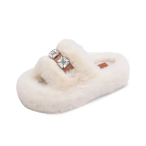 WUJI Резина Платформа Флис Тапочки Женские