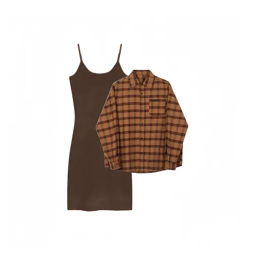 Cozy Home Коричневый Укороченный Комплект Женская Юбка и Топ