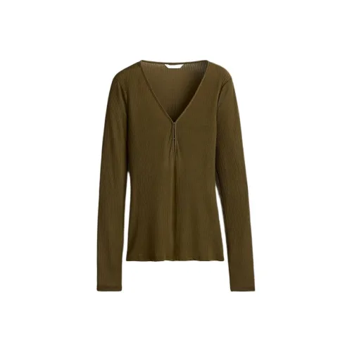 H M Темный хаки зеленый женский трикотаж