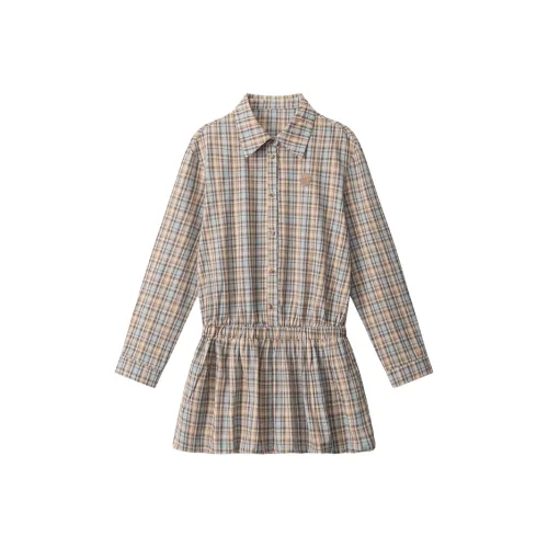 MITX Клетчатое платье женское длинное с длинными рукавами