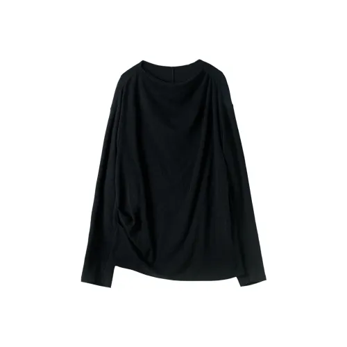 HUANXIANGZHE Пуловер с вырезом лодочкой трикотаж с длинными рукавами унисекс черный