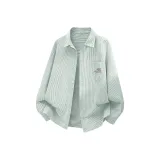 [Оксфорд, дружественный к коже, износостойкий] Зеленый и белый с полосой (Кленовый Pen, фирменный логотип на груди)