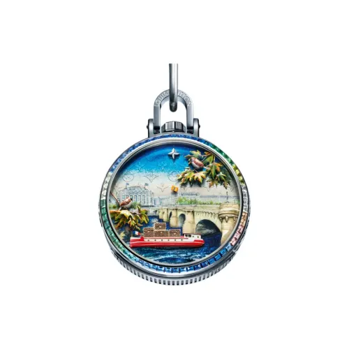 LOUIS VUITTON Ручной механизм 18К белый золото карманный часы 50 мм унисекс синий