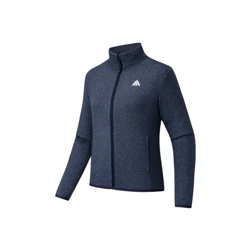 ANTA Outdoor Collection Воротник-стойка Подкладка Пальто Толстый Флисовое Одежда Женская Maya Синий Цветочный Дизайн Серый