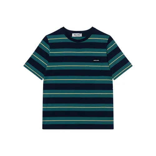 MIU MIU Стандартная футболка женская синяя зеленая