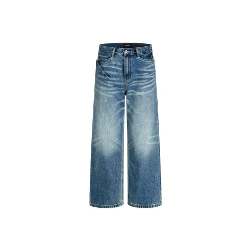 MR BENSE Выстиранные синие унисекс джинсы