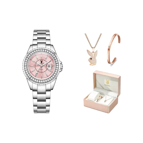 PLAYBOY Collaboration Кварцевый механизм Стальной ремешок Часы Женские Розовый циферблат