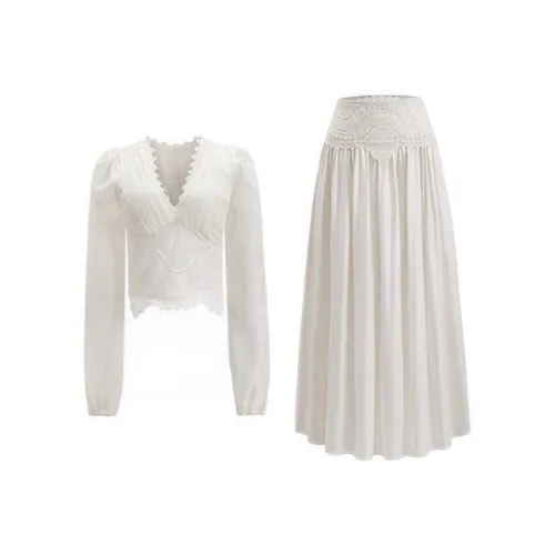 Icicofficial Белый комплект женский юбка и топ