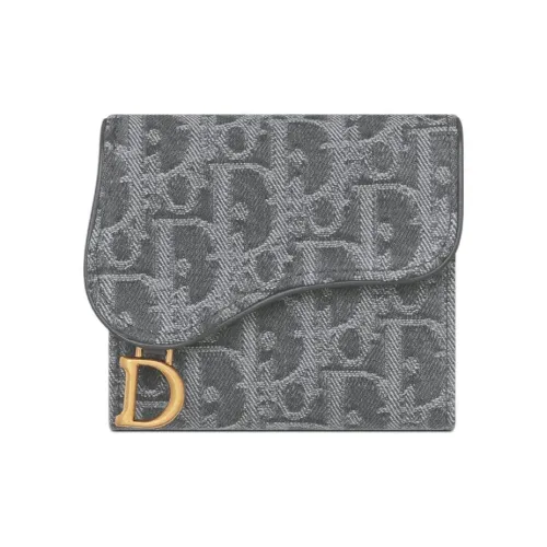 DIOR Saddle Cotton Wallet Women's Gray DIOR Седло Хлопок Кошелек Женские Серый