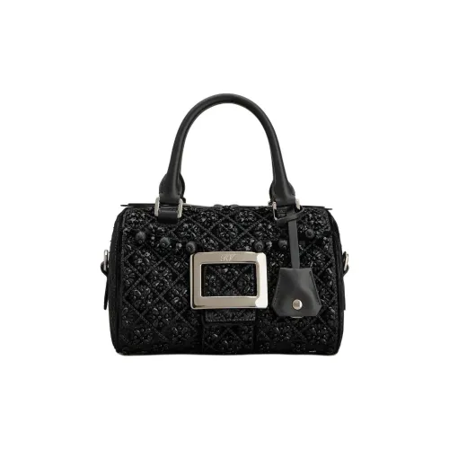 Roger Vivier Belle Vivier Вельвет Телячья Кожа Сумка Женская Черная