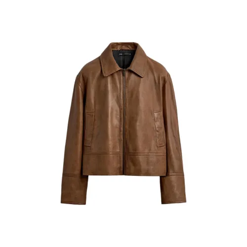 ZARA Коричневый Мужская Кожаная Куртка