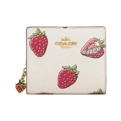 COACH Snap Wallet Покрытый холст Сумка Кошелек Мини Женские Мел Многоцветный