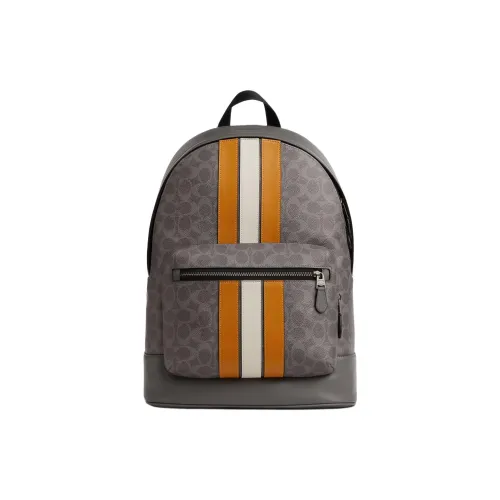 COACH West Коровья кожа Рюкзак Большой Женские Серый