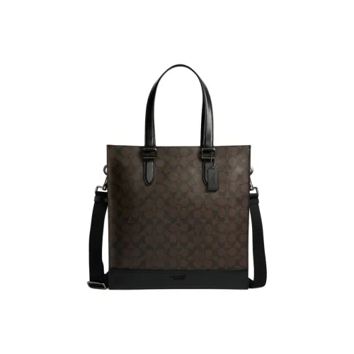 COACH Graham Кожа Ручная Сумка Сумка через плечо Сумка через плечо Большая Мужская Темно-Коричневая