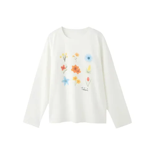 DANCANG Круглый вырез Длинный рукав Т-рубашка Женская