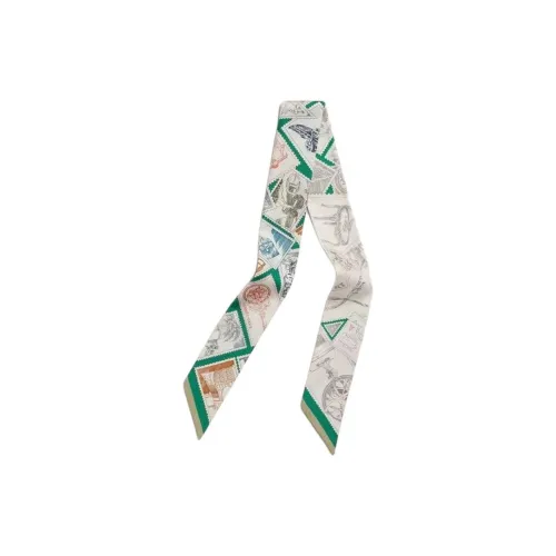 HERMES Шелковые шарфы для женщин Белый Зеленый