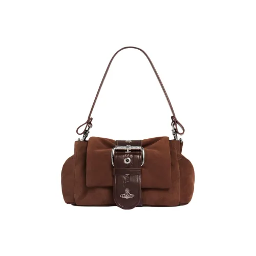 Vivienne Westwood Hazel Телячья кожа с замшей Сумка на плечо Женская Шоколадный Коричневый