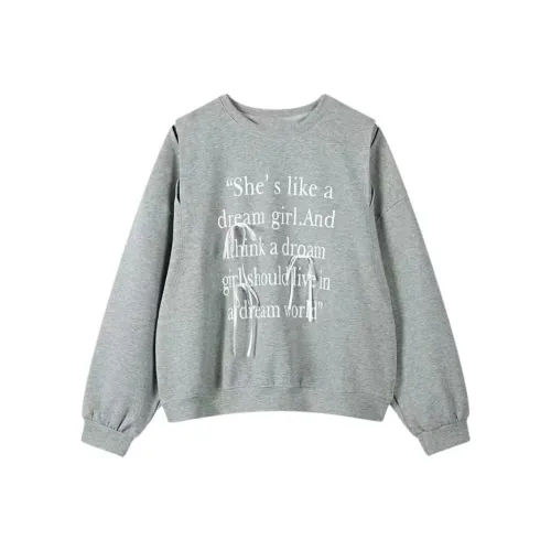 PZGE Серый Бант Свитшот Женские Пуховики