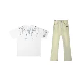 Комплект одежды (Белая футболка + Желтые джинсы с эффектом грязи)