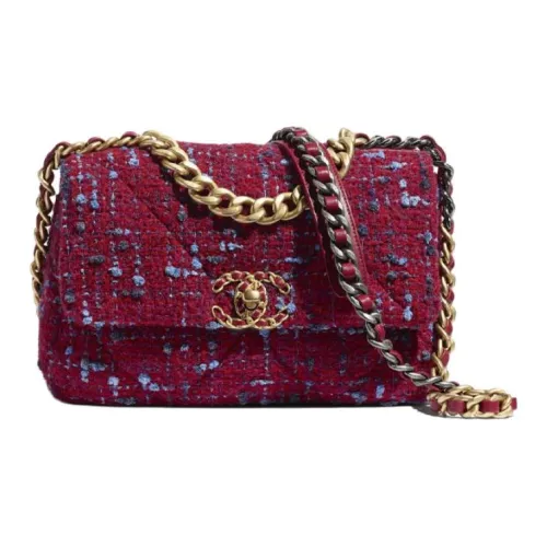 CHANEL 19Bag Soft Tweed Ткань Flap Bag Сумка через плечо Женская с Розовым