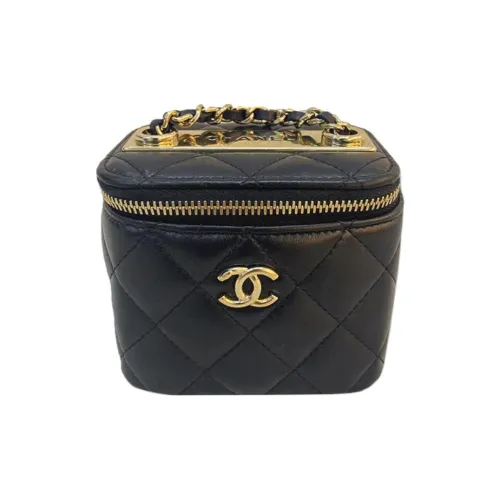 CHANEL Trendy cc Кожа Цепь Сумка Коробка Сумка Косметичка Сумка через плечо Женская Черная
