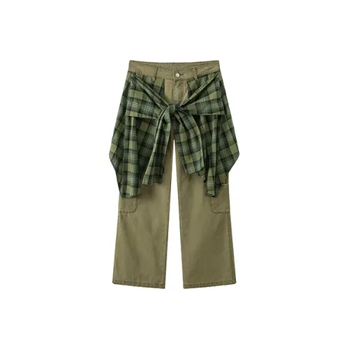 CHUU Армия Зеленый Женский Повседневный Брюки