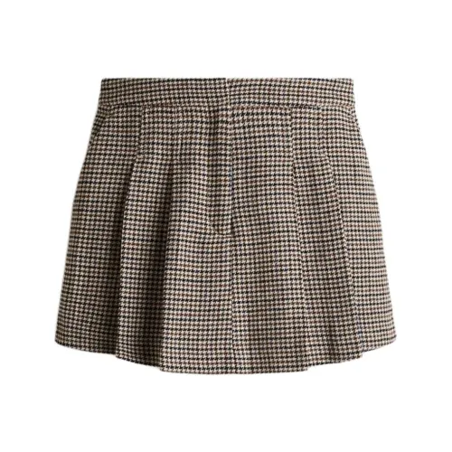 H M Light Beige Houndstooth Women's Casual Shorts H M Светло-бежевый Гусиная лапка Женские Повседневные Шорты