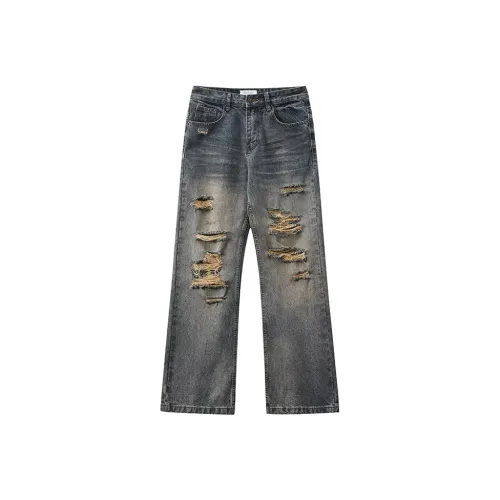 NRXX Мужская одежда Модный Американский винтаж Промытый состаренный Рваные джинсы Уличная мода Мужская