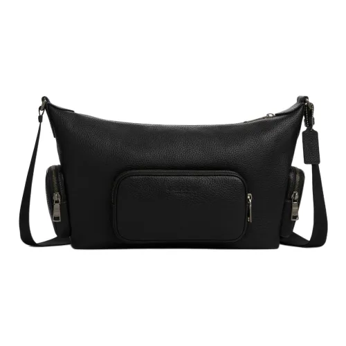 COACH Коровья кожа Сумка через плечо Большая Унисекс Черная