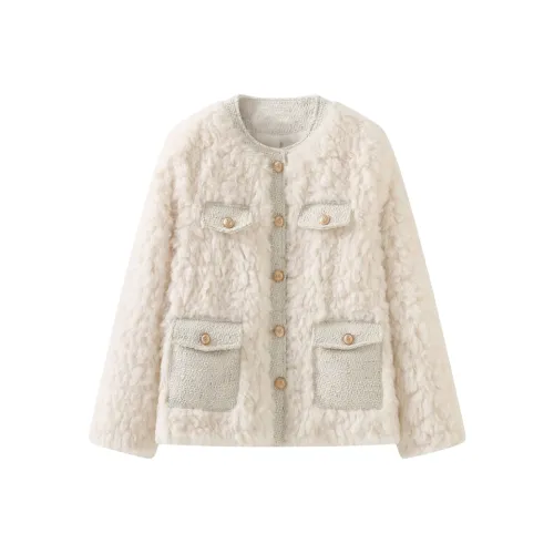 JOSR Экрю Женское Короткое Пальто