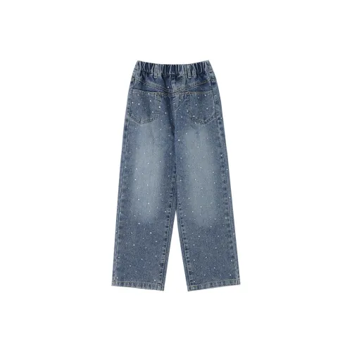 YUANYUAN GIRL Джинсовый синий Одиночная пара Брюки Kids Джинсы