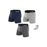 Темно-синий + Фотиния серый + Темно-серый (3 упаковки, в комплекте с 1 упаковкой случайных баскетбольных носков)