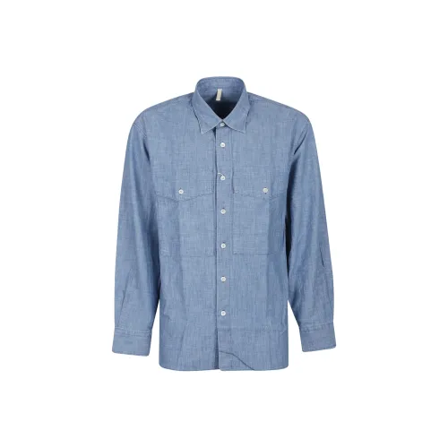 Sunflower Blue Men's Shirts Подсолнух Синий Мужские Рубашки