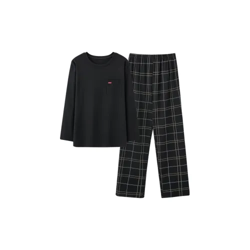 QIAOJIAREN Черный мужской комплект пижам