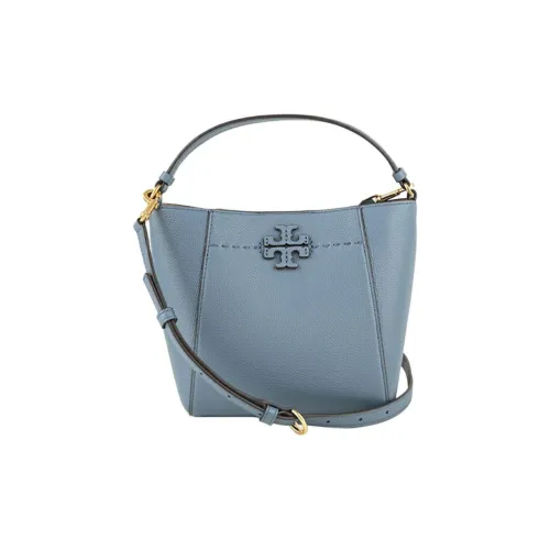 TORY BURCH McGraw Кожаная сумка ведрообразной формы сумка через плечо маленькая сумка женская синяя