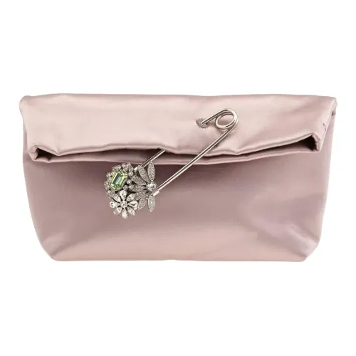 Burberry Сатин Клатч Маленький Женский Светло-Синий Многоцветный