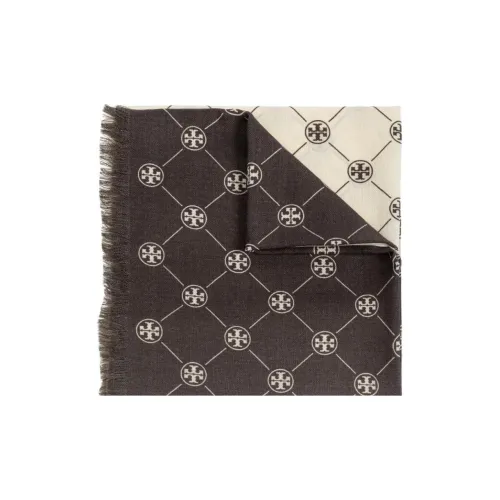 TORY BURCH Шерпа Вязаные Шарфы Женские Коричневый Белый