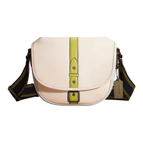 COACH Hitch Перчаточная дубленая кожа Седло Сумка Сумка через плечо Сумка среднего размера Женская Белая