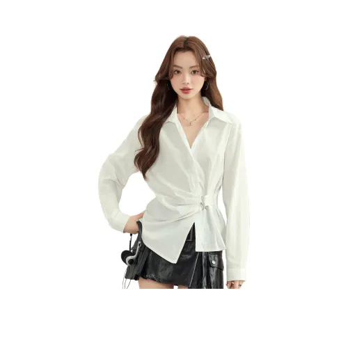 MENGXIAOQI Белые Женские Рубашки